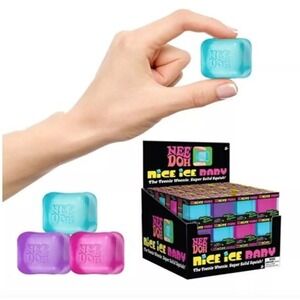 PURPLE -- New NeeDoh Nice Ice Baby Small Cube Fidget Squish Toy Nee Doh Mini-